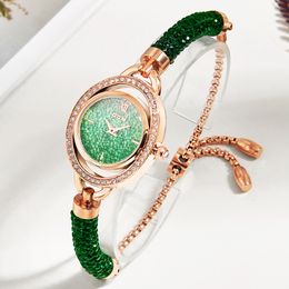 Other Watches DOM Green Bracelet Watch Ladies Steel Band Women's Clock Relogio Feminino Montre Femme 230809