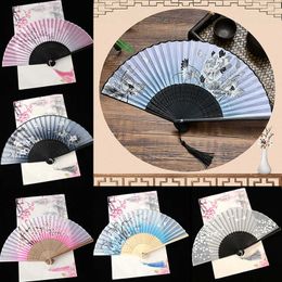 Chinese Style Products 1PC Vintage Style Silk Folding Fan Chinese Pattern Art Craft Gift Home Decoration Ornaments Dance Hand Fan Wedding Gift