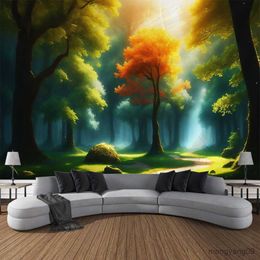 Tapestries Customizable Landscape Oil Painting Tapestry Beautiful Landscape Wall Tapestry Room Art Background Blanket Bed Sheet R230810