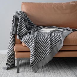 Blankets Soft Bedspread Home El Decorative Bed End Covers Warm Shawl Thick Sofa Cover Nordic Stripes Knitted Blanket