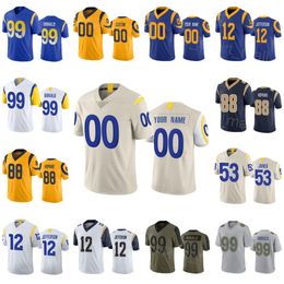 Wholesale Man Woman Youth Football 12 Van Jefferson Jersey 5 Tutu Atwell 53 Ernest Jones 88 Brycen Hopkins 99 Aaron Donald Embroidery And Sewing Olive Salute To Servic