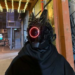 Cyberpunk Mask Cosplay Toys Night City Series LED Light SCI-FI Helmet Mechanical Science Fiction Halloween Party Gift for Adult HKD230810