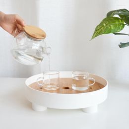 Tea Trays Modern Simple Household Tray Water Storage Set Sea Round Bamboo Wood Cup Drain Table