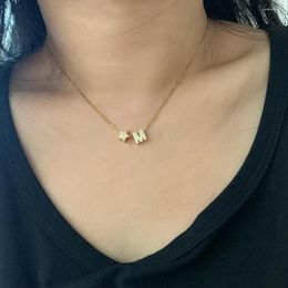 Pendant Necklaces Simple Small Zircon Star Name Initial Letter Necklace Trendy Gold Colour CZ Alphabet Charm Stainless Steel Thin Chain