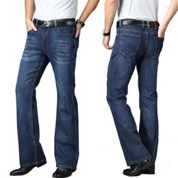 Men's Jeans Men Mens Big Flared Boot Cut Leg Male Designer Classic Denim High Waist Stretch Loose