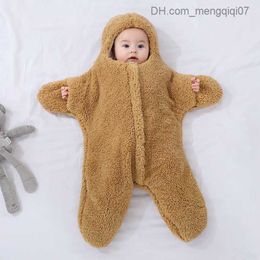 Pyjamas Starfish baby sleeping with foot bag zipper autumn winter newborn baby Swaddle stroller blanket wool crib Z230811