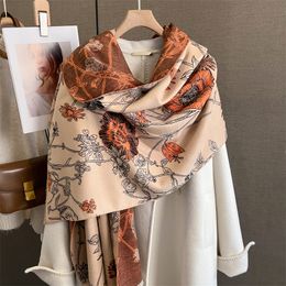 Scarves Luxury Horse Winter Cashmere Scarf for Women Design Warm Pashmina Shawl Wraps Bandana Female Thick Blanket Soft Bufanda Foulard 230810