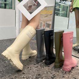 Boots Long Rain for Women Outdoor Rubber Shoes Lightweight Waterproof Non Slip Fleece Lined Mid calf Galoshes Garden Rainboots 230810