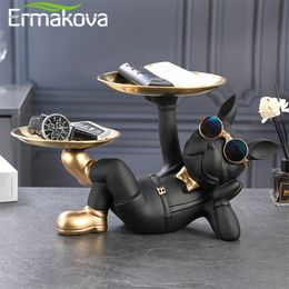 Decorative Objects Figurines ERMAKOVA Bulldog Animal Cool Dog Statue Sculpture Living Room Bedroom Decor Home Interior Decoration Accessories 230810