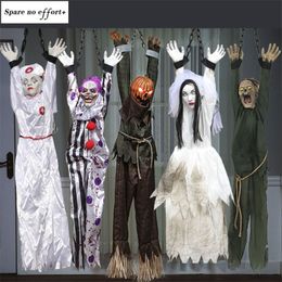 Other Event Party Supplies Halloween Decoration Style Halloween Electric Toys Chain Hanger Clown Nurse Witch Voice Control Electric Horror Props 230809