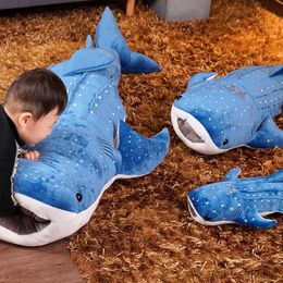 Stuffed Plush Animals 50-150cm New Blue Shark Plush Toys Big Fish Cloth Doll Whale Stuffed Plush Sea Animals Cushion Children Kids Birthday Gift R230810