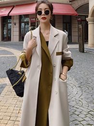 Womens Trench Coats Coat Long Women In Autumn Winter Clothes Office Lady Korean Fashion Patchwork Designer Streetwear 230809