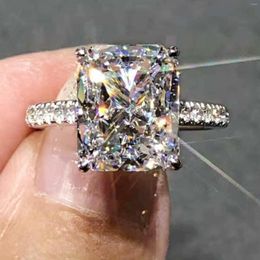 Cluster Rings Luxury Radiant Cut 5CT Big Moissanite Solid 14K White Gold Wedding Engagement Ring For Women With Certificate