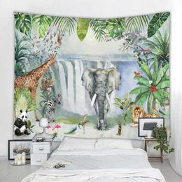 Tapestries Tropical Jungle Animal Wall Hanging Tapestry Aesthetics Home Decor Tapestries Natural Landscape Living Room Wall Hanging Blanket