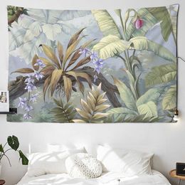 Tapestries Flowers Style Wall Tapestry Butterflies Pattern Home Decoration Tapestry Bedroom Illustration Wall Cloth Floral Hanging Blanket