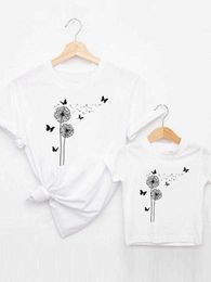 Family Matching Outfits Butterfly Dandelion Plant Graphic Tee T-shirt Family Matching Outfits Women Kid Child Summer Mom Mama Mother Clothes Clothing