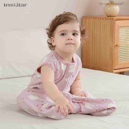 Pyjamas Sleeveless vest baby sleeping bag cotton thin breathable Pyjamas anti kick cocoon newborn envelope sleeping bag bed Z230810