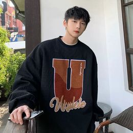 Mens Hoodies Sweatshirts Fashion ONeck Loose Embroidery Letter Clothing Autumn Winter Casual Pullovers Korean 230809