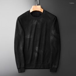 Men's Hoodies Black Sweatshirts Luxury Add Velvet Round Collar Thick Sweatshirt Male Autumn Winter Slim Fit Men Plus Size
