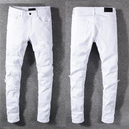 Luxurys Designer Mens Jeans Famous Dasual Design Slim-leg White Embroidery Snake Motorcycle summer trousers pencil pantsSize 29-40219h