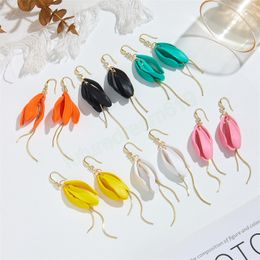 Korean Summer Acrylic Petal Long Tassel Earrings For Women Girls Fashion Jewelry Irregular Leaf Drop Earings