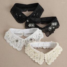 Bow Ties Fashion Handmade Beads Lace Floral Fake Collar For Womens Shirt Blouse Necklace Scarf False Detachable Collars
