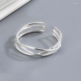 Cluster Rings VENTFILLE 925 Sterling Silver Line Cross Multi-Layer Winding Open Ring Women Girl Simple Creative Jewelry Gift