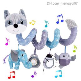 Pull Toys Car Seat Toy Baby Fox Spiral Plush Activity Suspension Trolley Bar Crib Subwoofer Mobile and Music BB Squeaker and Rattles Z230814