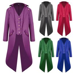 Men's Trench Coats Medieval Retro Red Purple Green Blue Tuxedo Tailcoat Children Mens Jacket Coat SteamPunk Cosplay Costume Europe Party Boy