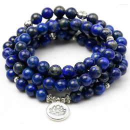 Strand High Quality Lapis Lazuli Bracelet Natural Stone Beads Men Women Bangles Handmade Yoga Energy Jewelry(Do Not Fade) Father's Gift