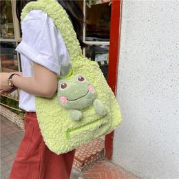 Evening Bags Women Cartoon Funnyplush Tote Bag 2023 Cute Little Girl Shoulder Small Fresh Sweet Furry Doll Handbag