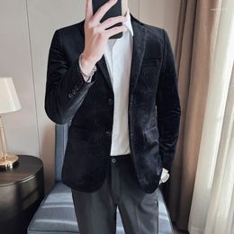 Men's Suits 2023 Brand Clothing Men Black Velvet Suit/Male Slim High Quality Business Blazers/Groom's Wedding Dress Jacket