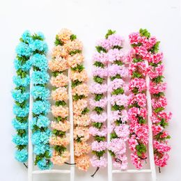 Decorative Flowers 2PCS Simulation Fake Flower Vine Cherry Blossom Wall Hanging Indoor Christmas Decoration Air Conditioning Pipe