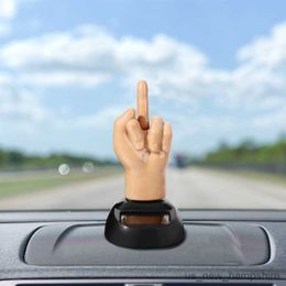 Decorations Funny Ornament Solar Middle Finger Shaking Decoration Car Ornaments Gift Auto Interior Prank Toy R230811
