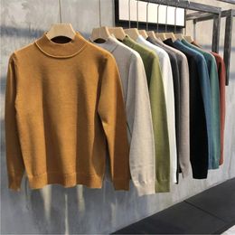 Men's Sweaters Autumn And Winter Half Turtleneck Sweater For Men Slim Black Mid-neck Bottom Korean Version Of The Trend Warm Knitwear