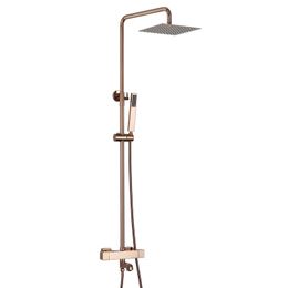 Rose Gold-plated Bathroom Shower Set Rain Head Mixer with Hand Faucet Rainfall