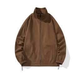 Mens Jackets Autumn Suede Jacket Men Fashion Oversized Retro Sports Streetwear Hiphop Loose Bomber Coat S2XL 230810