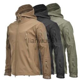 Men's Jackets Hiking Outdoor Army Jackets Men US Military Winter Thermal Fleece Tactical Jacket Outdoors Sports Hooded Coat Military Softshell J230811