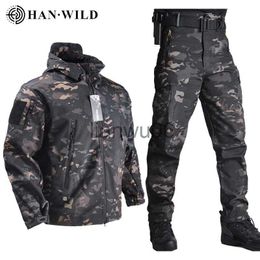 Men's Jackets HAN WILD Army JacketsPants Soft Shell Clothes Tactical Suits Waterproof Jacket Men Flight Pilot Set Military Field Clothing J230811