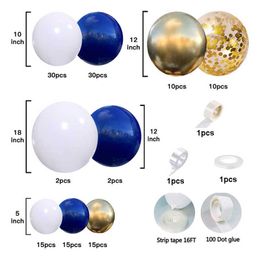 Decoration Gold Confetti White Navy Blue Balloons Balloon Wedding Baby Shower Boy Happy Birthday Decorations Globos