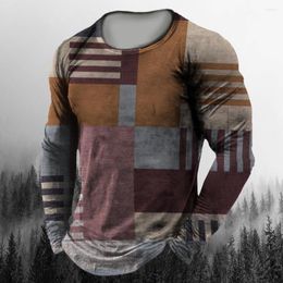 Men's T Shirts 90s Vintage Clothing Long Sleeve Top Raglan Pattern 3d Print Oversized Shirt Casual Street Fashion Round Neck