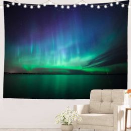 Tapestries Northern Lights Tapestry Waterfall Night Polar Night Starry Sky Picnic Mat Beach Towel Wall Bedroom Dorm Can Be Customised