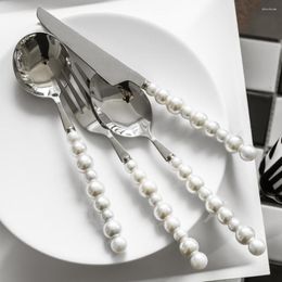 Dinnerware Sets Dinner Spoon Useful Stainless Steel Faux Pearl Cutter Cutlery Easy To Clean Fork