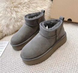 Warm Boots Mini Snow Boot Ankle Bootss Australian Classic Winter Full Fur Fluffy Furry Satin Usa Gs 585401 Thickened bottom Women 'S Kids Booties Slippers Us65