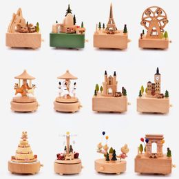 Decorative Objects Figurines Carousel Ferris Wheel Crafts Valentine's Day Gift Decoration Box Christmas Music Box Children's Toys Gifts 230810