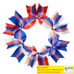 10 Colours American flag Baby Ponytail Headband Girl Star Stripe Hairbands Big BowKnot Dovetail Bows Kids AccessoriZZ