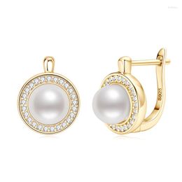Hoop Earrings KUGGReal Moissanite Hoops Women's Fine Jewelry Original 925 Silver Natural Freshwater Pearl Drop