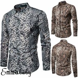 Sexy Snake Pattern Print Slim Fit Shirt Men 2020 Brand New Long Sleeve Men Dress Shirts Hip Hop Streetwear Casual Shirt Camisa251O