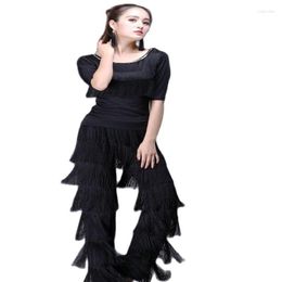 Stage Wear Latin Dance Tassel Trouser Performance Suit Fringe Professional Clothes For Women