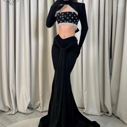 Casual Dresses 2023 Black Evening Dress Women Elegant Mermaid Soft Velvet Maxi Long For Special Events Autumn Winter